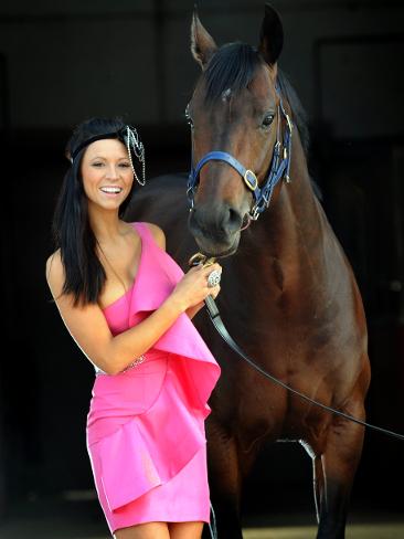 Danielle Gardiner with 2009 Melbourne Cup winner Shocking, an entrant in the Makybe Diva Stakes. Picture: Nicole Garmston Source: Herald Sun