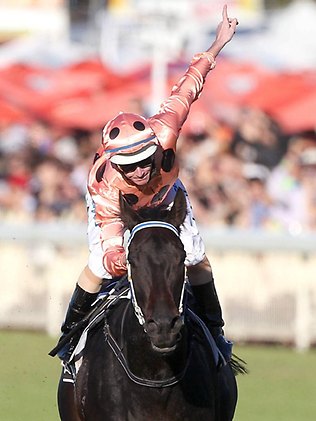Black Caviar winning the BTC Cup. Source: The Courier-Mail 